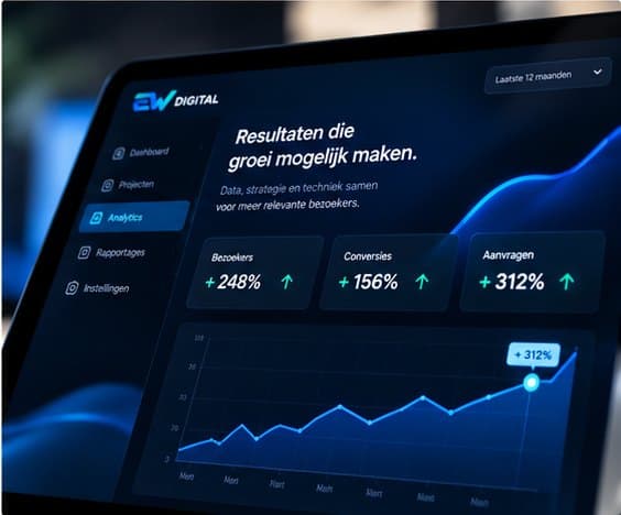 Conceptueel analyticsdashboard met grafiek en statistieken